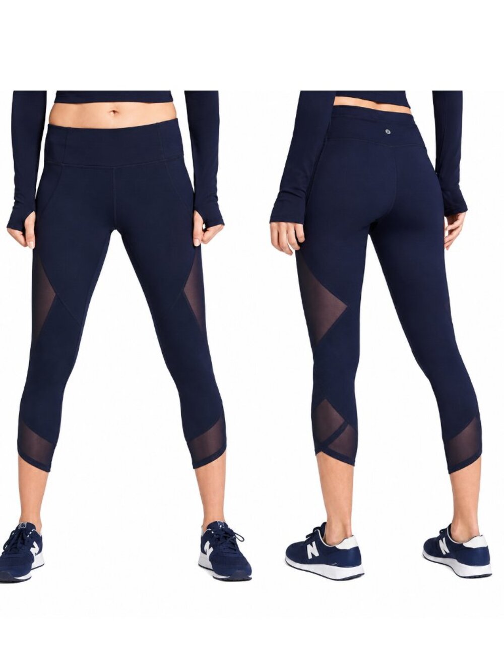 Athleta Angle Aura Sonar Capri Navy Blue Leggings  Size